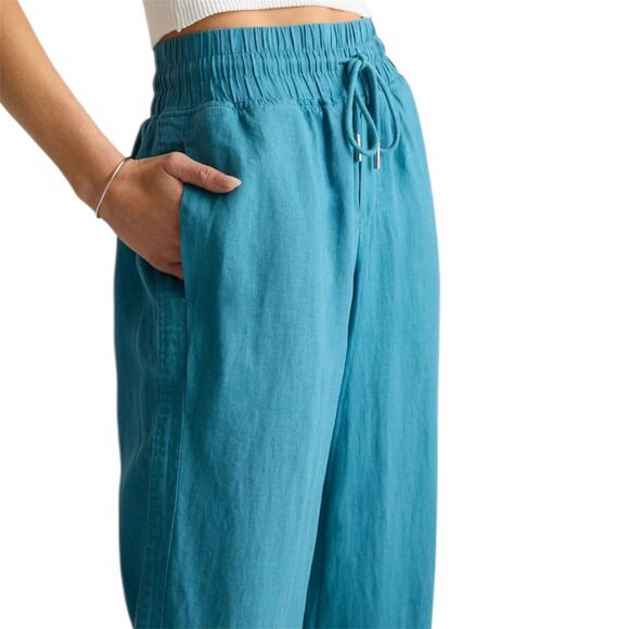 Quince European Linen Wide Leg Pants Midrise Pull On Mineral Blue S - Picture 3 of 10